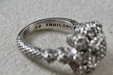 Load image into Gallery viewer, Judith Ripka Sterling Silver CZ Pave Cluster Cable Cocktail Band Ring Size 7
