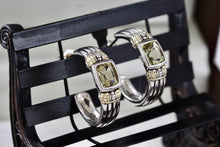 Load image into Gallery viewer, Lagos Caviar 18K Gold &amp; Silver Peridot Hoop Earrings
