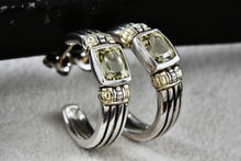 Load image into Gallery viewer, Lagos Caviar 18K Gold &amp; Silver Peridot Hoop Earrings
