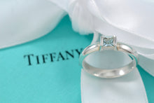 Load image into Gallery viewer, Tiffany &amp; Co. Sterling Silver Square Aquamarine Stacking Ring Size 5
