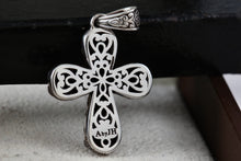 Load image into Gallery viewer, John Hardy Sterling Silver &amp; 14k Yellow Gold Cross 1.5" Pendant
