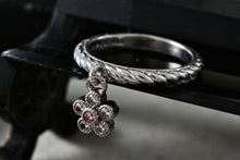 Load image into Gallery viewer, Judith Ripka Sterling Silver CZ Dangle Flower Band Ring Size 8
