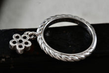 Load image into Gallery viewer, Judith Ripka Sterling Silver CZ Dangle Flower Band Ring Size 8
