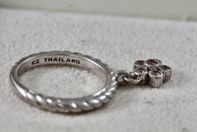 Load image into Gallery viewer, Judith Ripka Sterling Silver CZ Dangle Flower Band Ring Size 8
