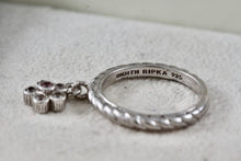 Load image into Gallery viewer, Judith Ripka Sterling Silver CZ Dangle Flower Band Ring Size 8
