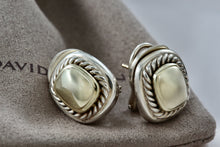 Load image into Gallery viewer, David Yurman 14K Gold &amp; Silver Square Cushion Twist Rope Clip-On Earrings
