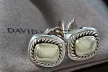 Load image into Gallery viewer, David Yurman 14K Gold &amp; Silver Square Cushion Twist Rope Clip-On Earrings
