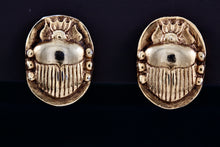 Load image into Gallery viewer, Vintage Costume Large Scarab Gold Tone Clip-on Earrings
