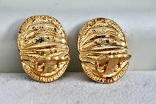 Load image into Gallery viewer, Vintage Costume Large Scarab Gold Tone Clip-on Earrings
