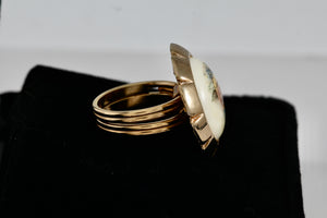 Vintage Costume Gold Tone Porcelain FineCraft Ring Size 5.5