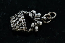 Load image into Gallery viewer, Sterling Silver Ribbon Bow Picnic Basket Charm Pendant
