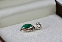 Load image into Gallery viewer, Sterling Silver Small Oval Malachite Handmade Pendant Signed MRB
