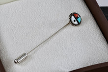 Load image into Gallery viewer, Native American Silver Coral, Pearl, Onyx &amp; Turquoise Inlay Handmade Hair Pin Brooch
