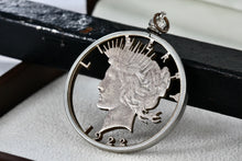 Load image into Gallery viewer, Silver Handmade 1922 American Morgan Dollar Detailed Carved Pendant
