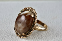 Load image into Gallery viewer, Vintage Handmade Sterling Silver 10KT. Gold Filled Oval Brown Agate Ring Size 7.5
