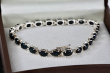 Load image into Gallery viewer, Sterling Silver Oval Blue Spinel Link 8&quot; Tennis Bracelet
