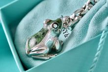 Load image into Gallery viewer, Tiffany &amp; Co. Nature Vintage Silver Green Black Enamel Frog Pendant Keychain
