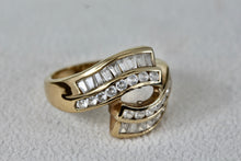 Load image into Gallery viewer, Sterling Silver Vermeil CZ Diamonds Fancy Cocktail Ring Size 8 Signed
