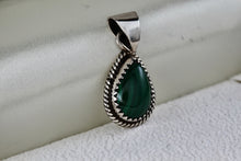 Load image into Gallery viewer, Sterling Silver Small Teardrop Malachite Handmade Pendant
