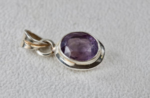 Sterling Silver Oval Cut Purple Amethyst Pendant