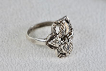 Load image into Gallery viewer, Black Hills Sterling Silver Leaf Ring Signed SV Size 3.5
