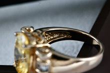 Load image into Gallery viewer, Sterling Silver Vermeil CZ Diamond Scroll Oval Citrine Cocktail Ring Size 8
