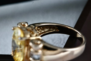 Sterling Silver Vermeil CZ Diamond Scroll Oval Citrine Cocktail Ring Size 8