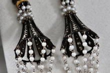 Load image into Gallery viewer, Sevan Bicakci 18Kt. Oxidized Gold Platinum Diamond Pearl Chandelier Drop Great Gatsby Earrings
