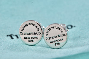 Return To Tiffany & Co. Silver Small Round Circle Mini Stud Earrings