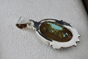 Sterling Silver Large Handmade Oval Turquoise Pendant