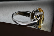 Load image into Gallery viewer, Sterling Silver Large Oval Cushion Cut Citrine Cocktail Ring Size 8
