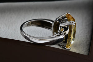 Sterling Silver Large Oval Cushion Cut Citrine Cocktail Ring Size 8