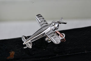 Vintage Carl Art Sterling Silver Airplane Charm Pendant Signed "CA Sterling"