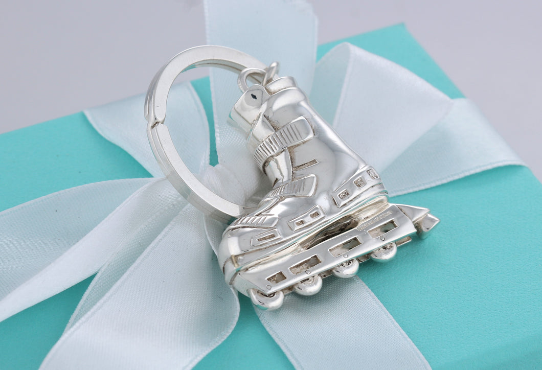 Tiffany & Co. Silver Roller Blade Skate Key Ring Keychain
