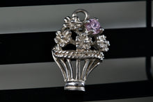 Load image into Gallery viewer, Sterling Silver Flower Bouquet Pink Sapphire Charm Pendant
