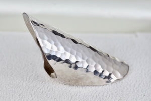 Sterling Silver Long Hammered Ring Size 7.5 Signed BL
