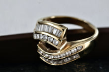 Load image into Gallery viewer, Sterling Silver Vermeil CZ Diamonds Fancy Cocktail Ring Size 8 Signed
