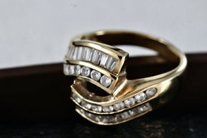 Sterling Silver Vermeil CZ Diamonds Fancy Cocktail Ring Size 8 Signed