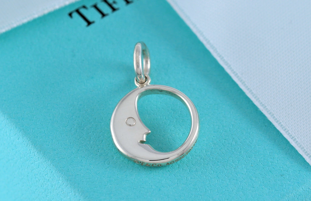 Tiffany & Co. Silver Small Man in The Moon Crescent Small Charm Pendant