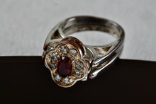 Load image into Gallery viewer, Vintage Silverplate Reversible CZ Ruby Diamonds Costume Ring Size 5
