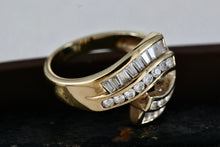Load image into Gallery viewer, Sterling Silver Vermeil CZ Diamonds Fancy Cocktail Ring Size 8 Signed
