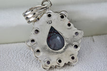 Load image into Gallery viewer, Sterling Silver Purple Gemstone Heavy Medallion Handmade Pendant
