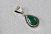 Load image into Gallery viewer, Sterling Silver Small Teardrop Malachite Handmade Pendant
