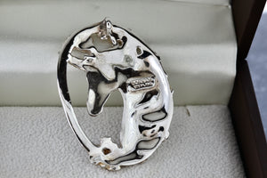 Gorham Sterling Silver Unicorn Floral Design Pendant