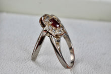 Load image into Gallery viewer, Vintage Silverplate Reversible CZ Ruby Diamonds Costume Ring Size 5
