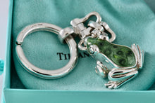 Load image into Gallery viewer, Tiffany &amp; Co. Nature Vintage Silver Green Black Enamel Frog Pendant Keychain
