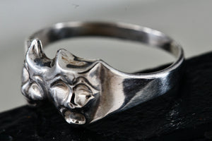Sterling Silver Happy-Tragedy Two-Faced Masks Band Ring Size 7