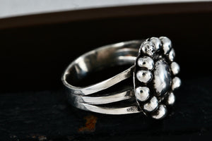 Sterling Silver Handmade Flower Bead Ring Size 5.5