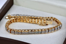 Load image into Gallery viewer, Vermeil Sterling Silver Diamond Etched Link 8.5&quot; Tennis Bracelet Signed
