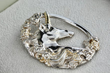 Load image into Gallery viewer, Gorham Sterling Silver Unicorn Floral Design Pendant
